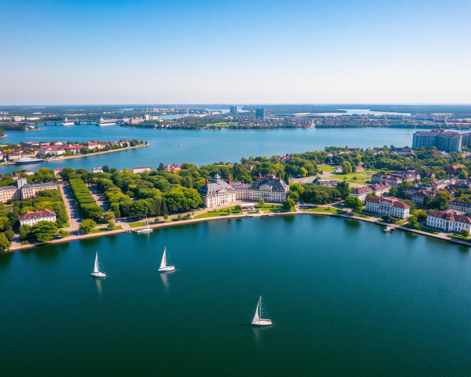 Luftbild der Alster in Hamburg